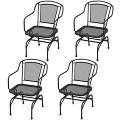 Patio Rocking Chairs Set of 4 Cozy Rockers with Metal Mesh Backrest and Seat