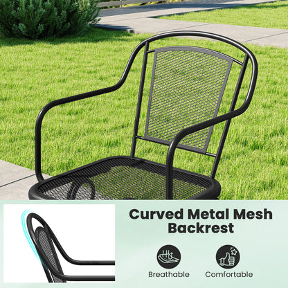 Patio Rocking Chairs Set of 4 Cozy Rockers with Metal Mesh Backrest and Seat