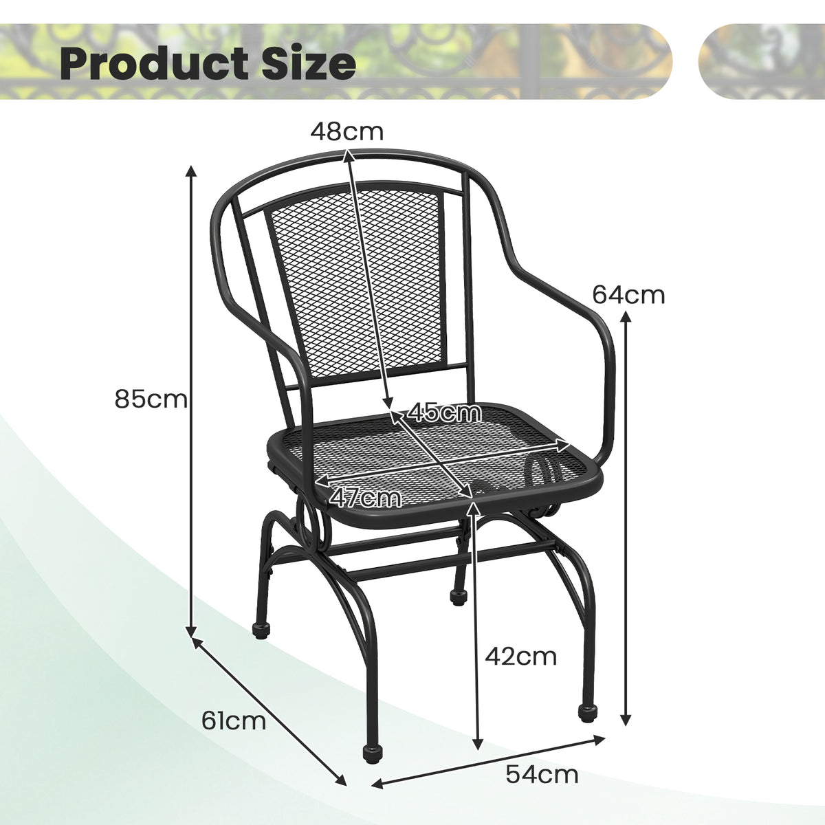 Patio Rocking Chairs Set of 4 Cozy Rockers with Metal Mesh Backrest and Seat