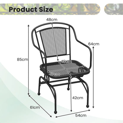 Patio Rocking Chairs Set of 4 Cozy Rockers with Metal Mesh Backrest and Seat