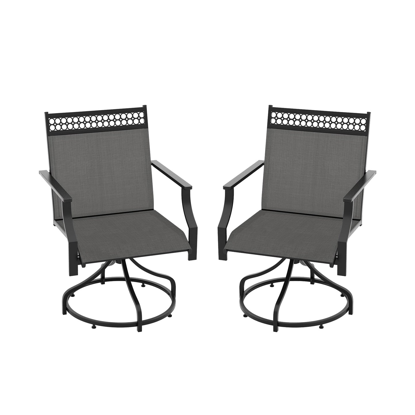 Patio Swivel Dining Chairs Set of 2 with Quick-Drying Fabric-Grey