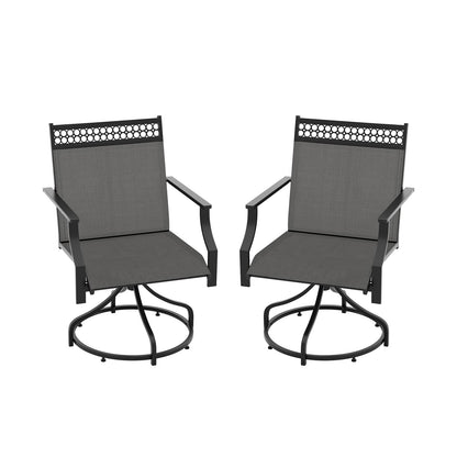 Patio Swivel Dining Chairs Set of 2 with Quick-Drying Fabric-Grey