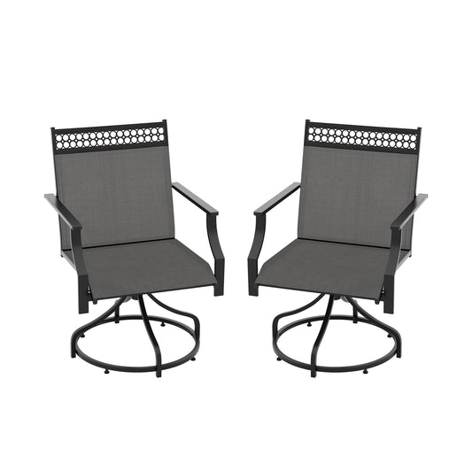 Patio Swivel Dining Chairs Set of 2 with Quick-Drying Fabric-Grey