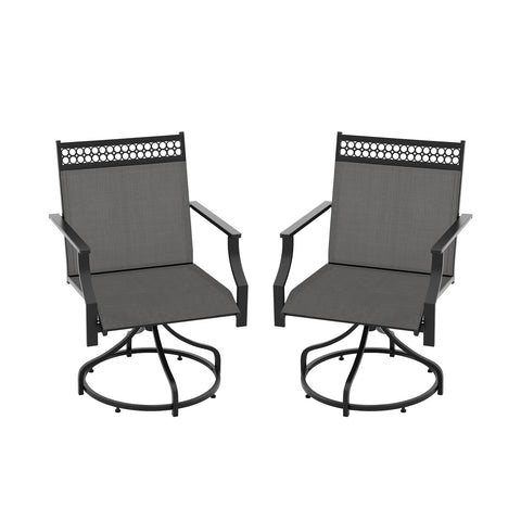 Patio Swivel Dining Chairs Set of 2 with Quick-Drying Fabric-Grey