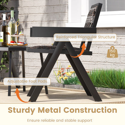 Patio Table and Chairs Set with Quick-Drying Foam for Porch and Balcony-Brown