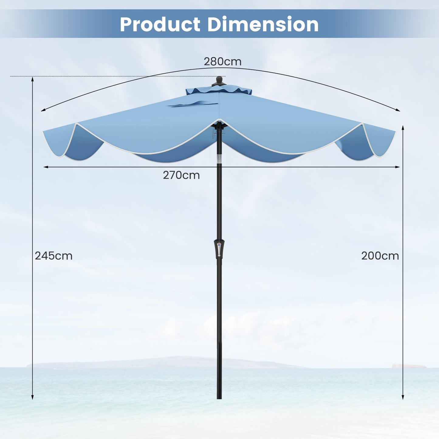 9 FT Patio Umbrella with Crank Handle and Push Button Tilt for Patio Garden Pool-Navy