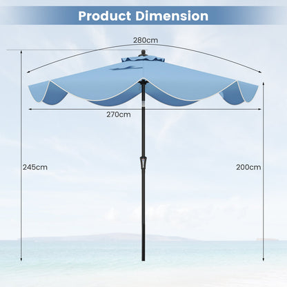 9 FT Patio Umbrella with Crank Handle and Push Button Tilt for Patio Garden Pool-Navy