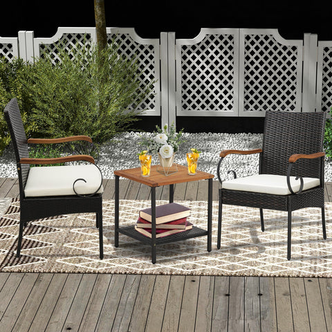 Patio Wicker Chair Set of 2 with Soft Zippered Cushion
