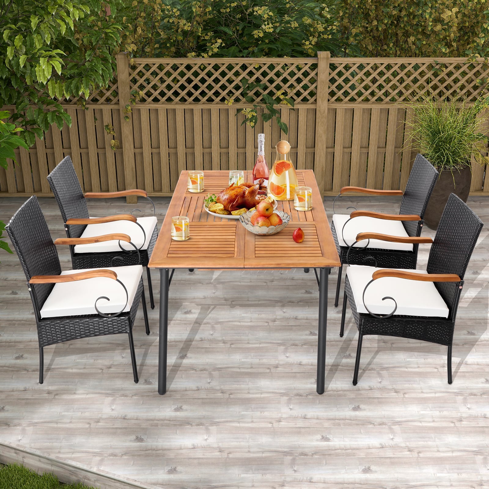 Patio Wicker Chair Set of 2 with Soft Zippered Cushion