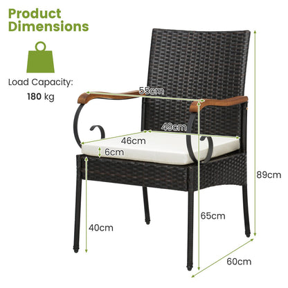 Patio Wicker Chair Set of 2 with Soft Zippered Cushion