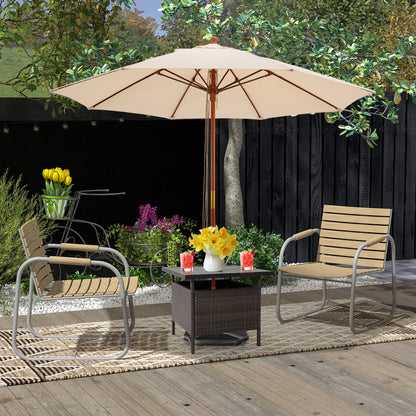 55cm Square Patio Wicker Side Table with Umbrella Hole
