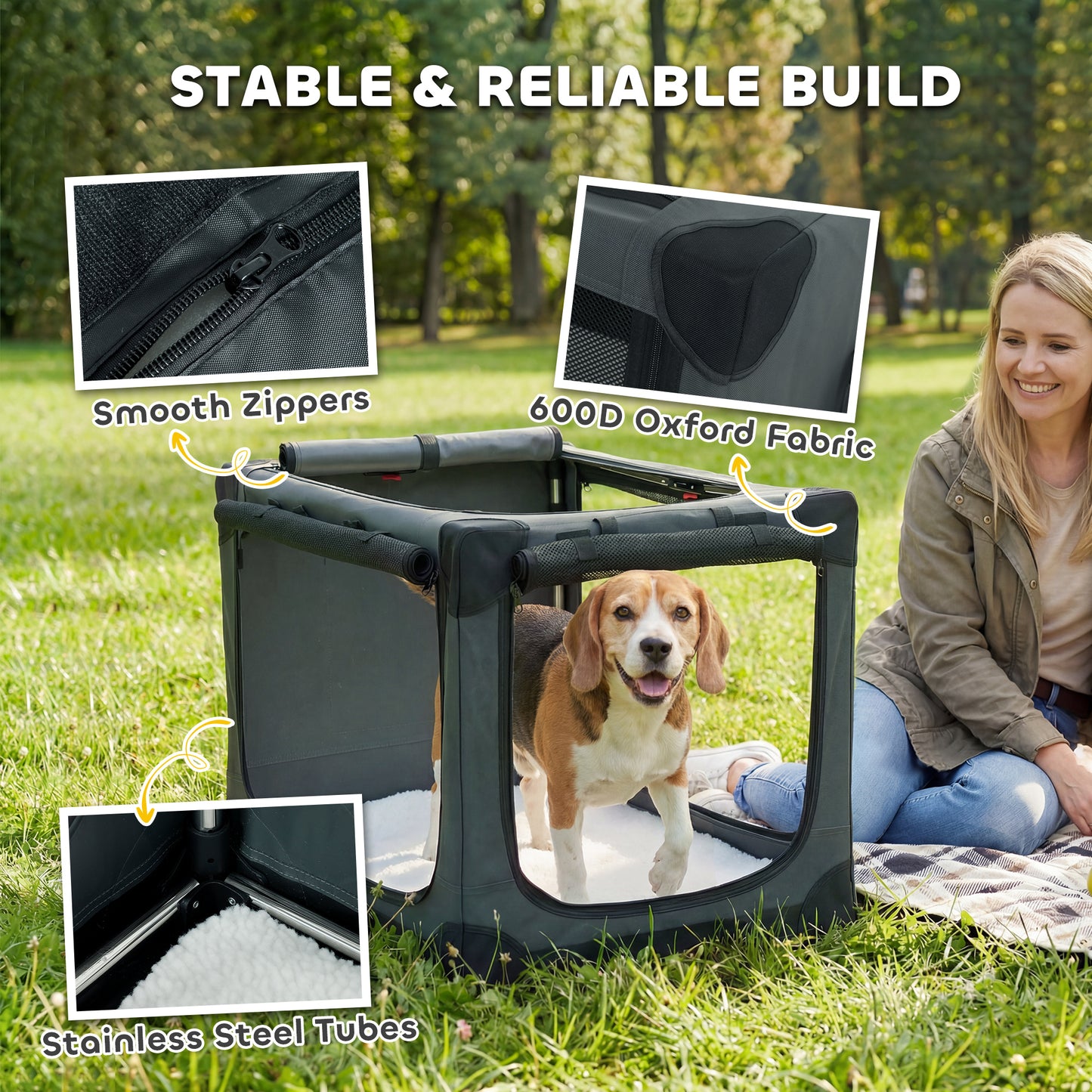 PawHut Soft Dog Crate Pet Travel Crate 76 x 54 x 54 cm with Removable Pad Mesh Window Army Green