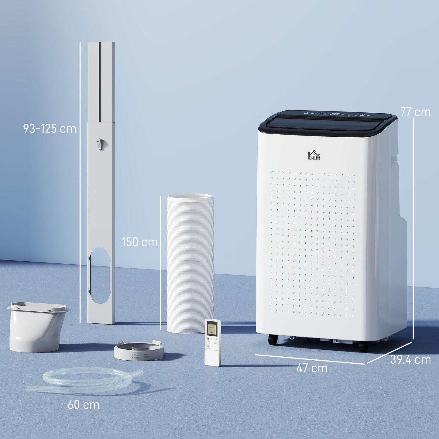 HOMCOM 14000 BTU Mobile Air Conditioner for Room up to 35m√Ç¬≤, Smart Home WiFi Compatible, with Dehumidifier, Fan, 24H Timer