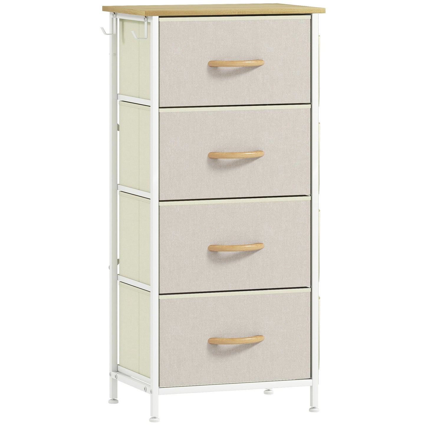 HOMCOM Chest of Four Fabric Drawers - Beige