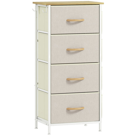 HOMCOM Chest of Four Fabric Drawers - Beige