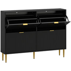 HOMCOM Elegant Four-Drawer Shoe Cabinet - Black