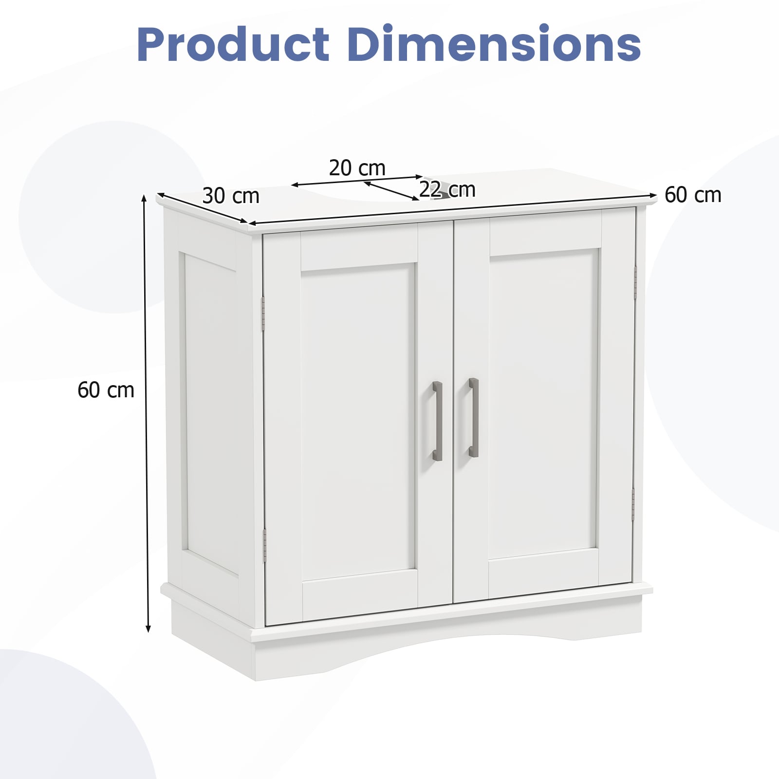 60 cm Pedestal Sink Bathroom Vanity Cabinet with Adjustable Shelf-White
