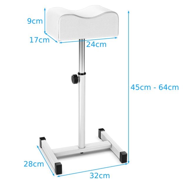 Adjustable Pedicure Manicure Technician Nail Footrest Salon Spa Equipment-White