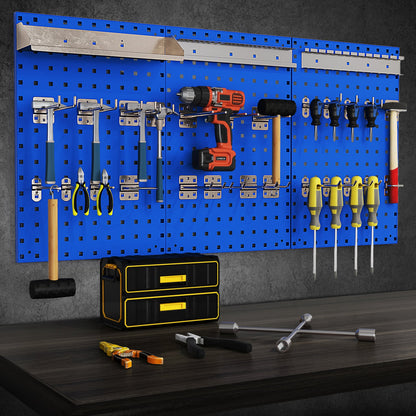 Wall-Mounted Pegboard Tool Organizing Kit with 28 PCS Hanging Accessories-Navy