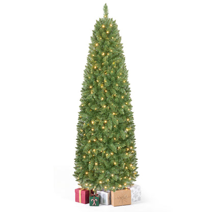 Pencil Christmas Tree with 250 LED Lights and 708 Branch Tips for Holiday