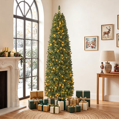 Pencil Christmas Tree with 250 LED Lights and 708 Branch Tips for Holiday