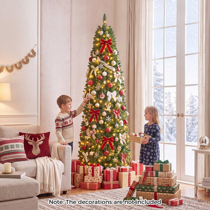 Pencil Christmas Tree with 350/250/150 LED Lights & 860/708/226 Branch Tips for Holiday-M