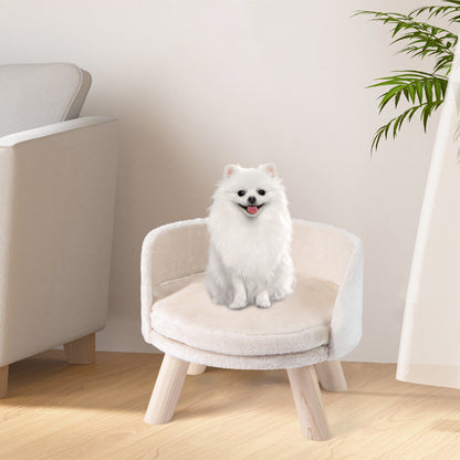 Pet Bed Sofa Wooden Couch with Removable and Washable Cushion-Beige