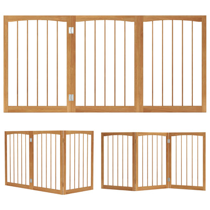 76 CM Tall Pet Gate Wooden Dog Fence 3-Panel Room Divider Barrier-Natural
