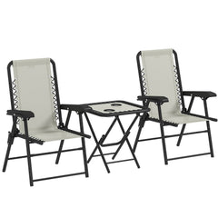 Outsunny Three-Piece Garden Table and Chair Set - Cream White