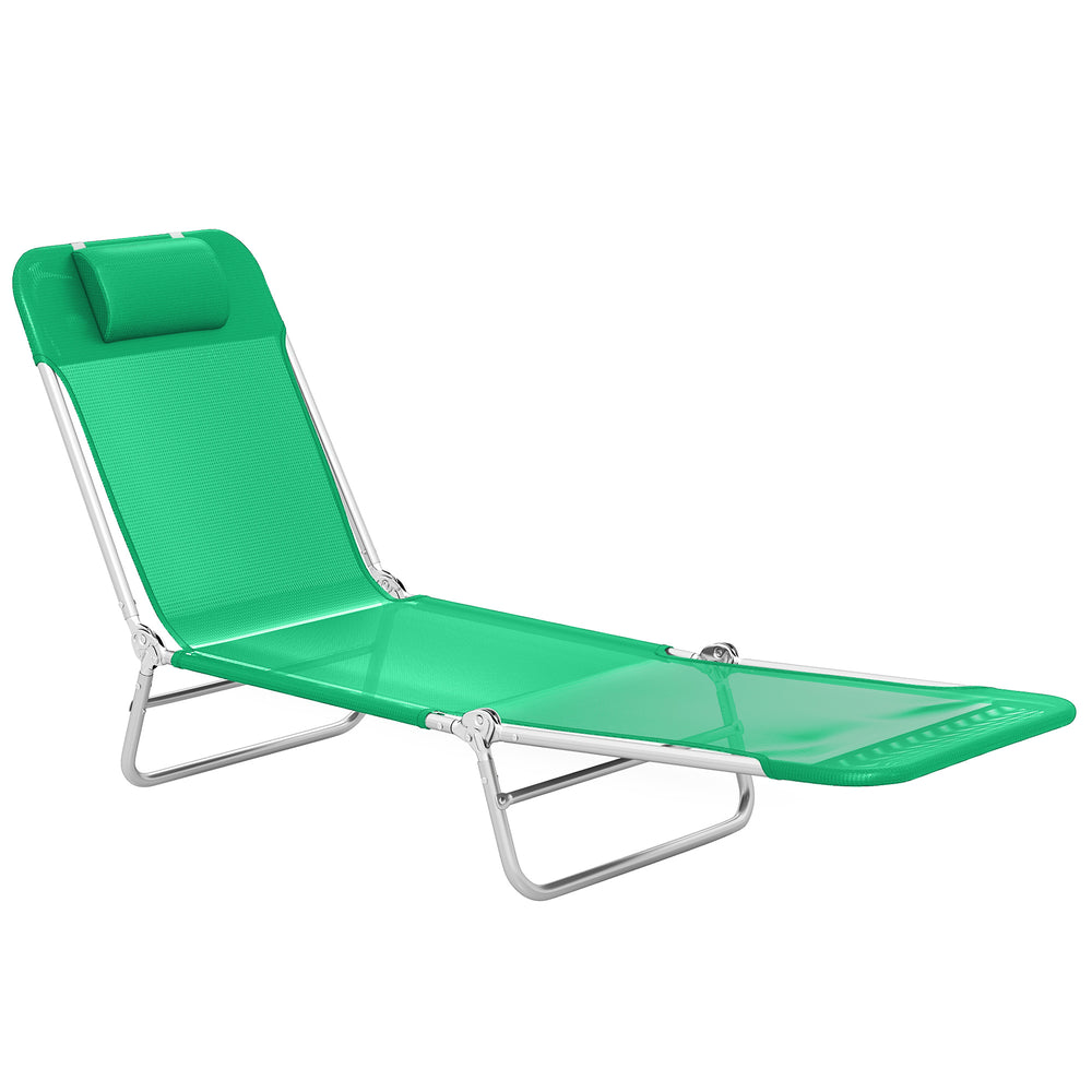 Outsunny Steel Frame Sun Lounger, with Reclining Back - Dark Green