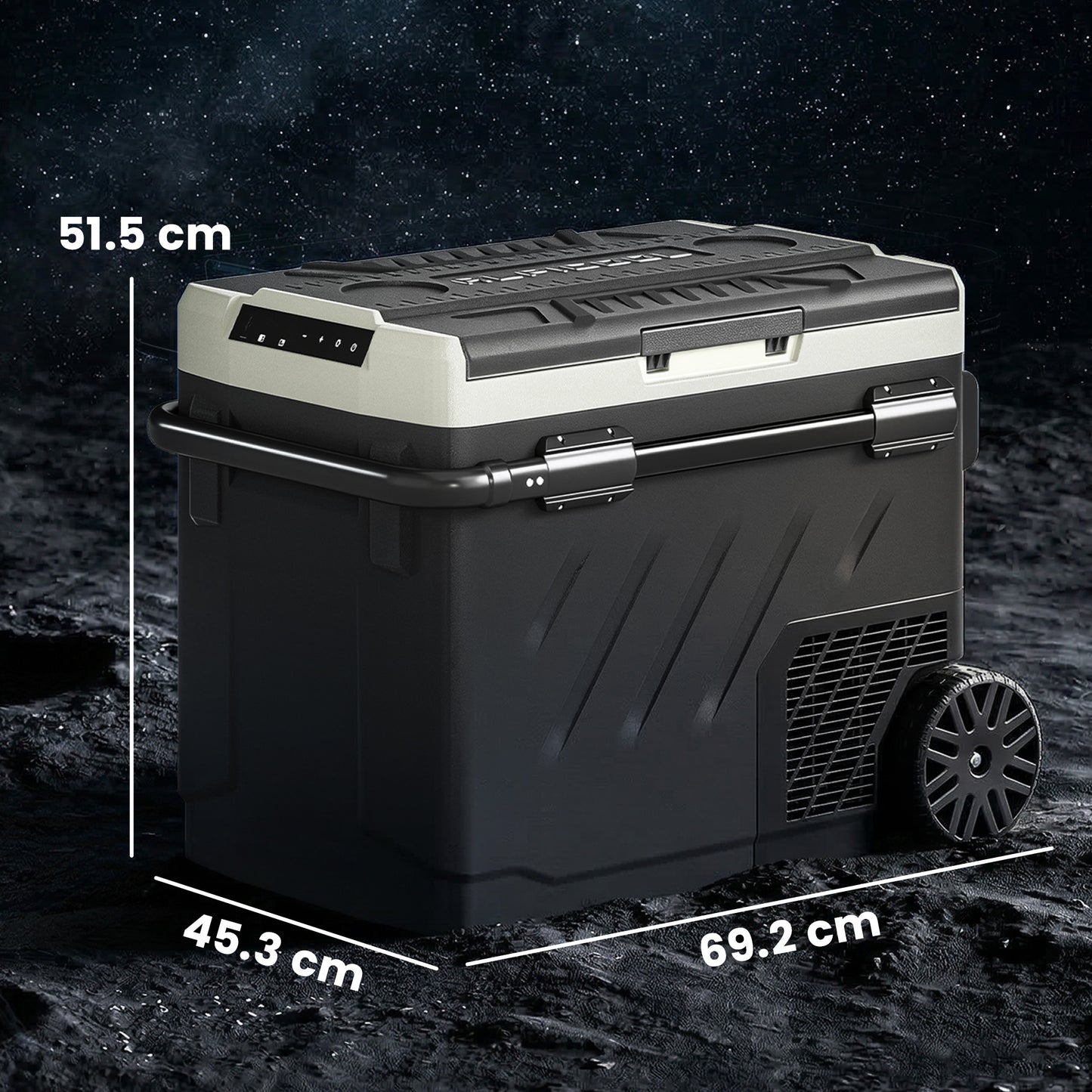 Outsunny 49L Compressor Car Fridge Freezer, Dual Zone Camping Refrigerator with App Control, Telescopic Handle, -20â-20â