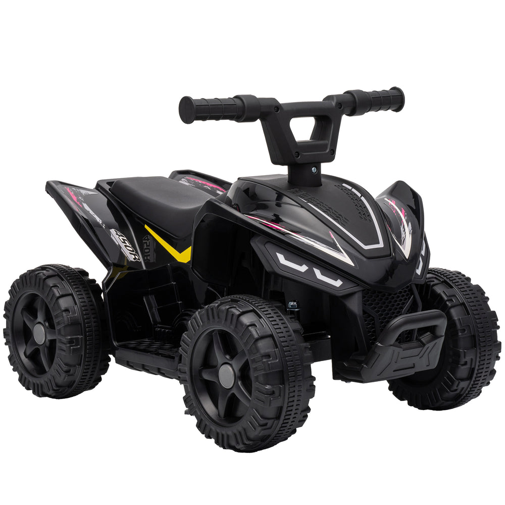 AIYAPLAY 6V Battery Powered Kids ATV, Quad Bike w/ Handlebar Button Control, Max 1.2MPH, Max 55lbs Load, for 18-48 Months, Black