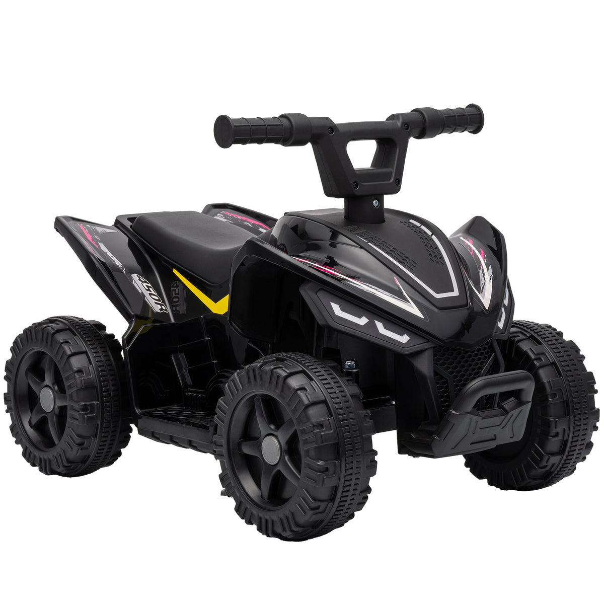 AIYAPLAY 6V Battery Powered Kids ATV, Quad Bike w/ Handlebar Button Control, Max 1.2MPH, Max 55lbs Load, for 18-48 Months, Black