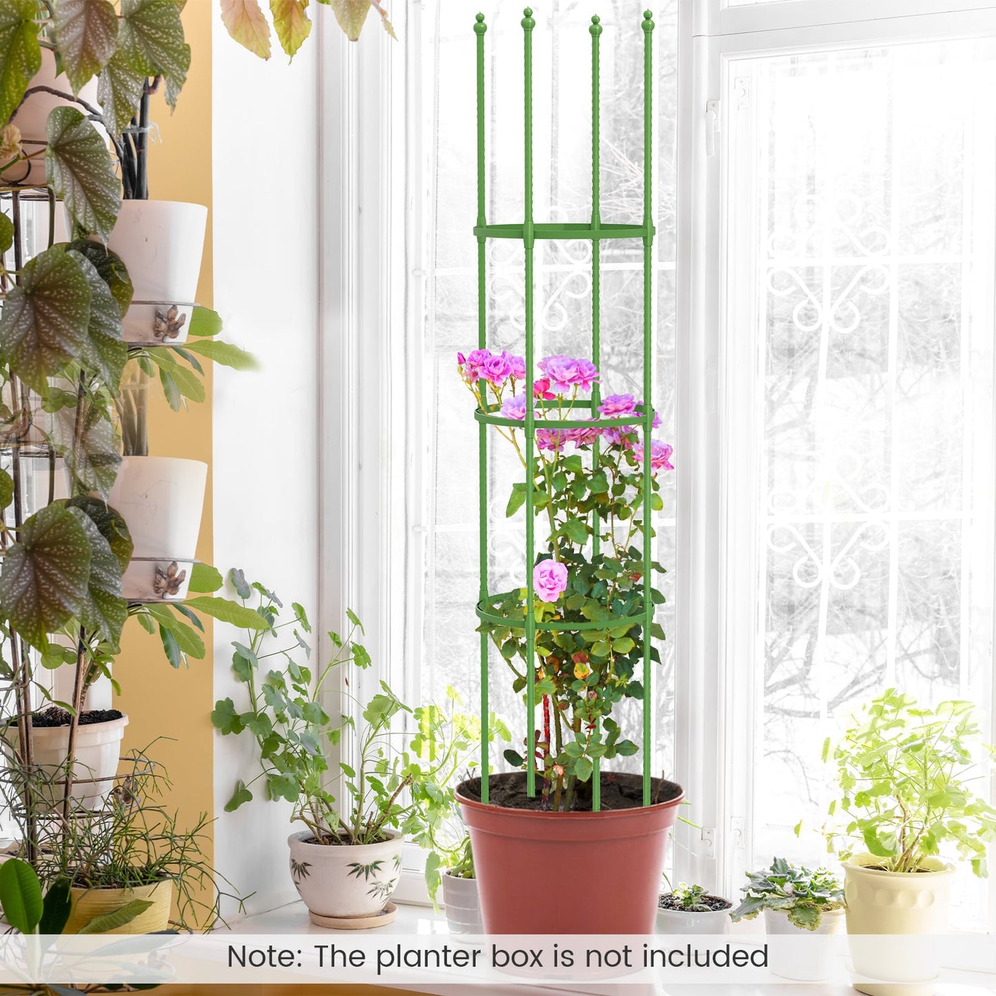 2-Pack 145 cm Tall Garden Plant Support Garden Trellis for Potted Plants-Green