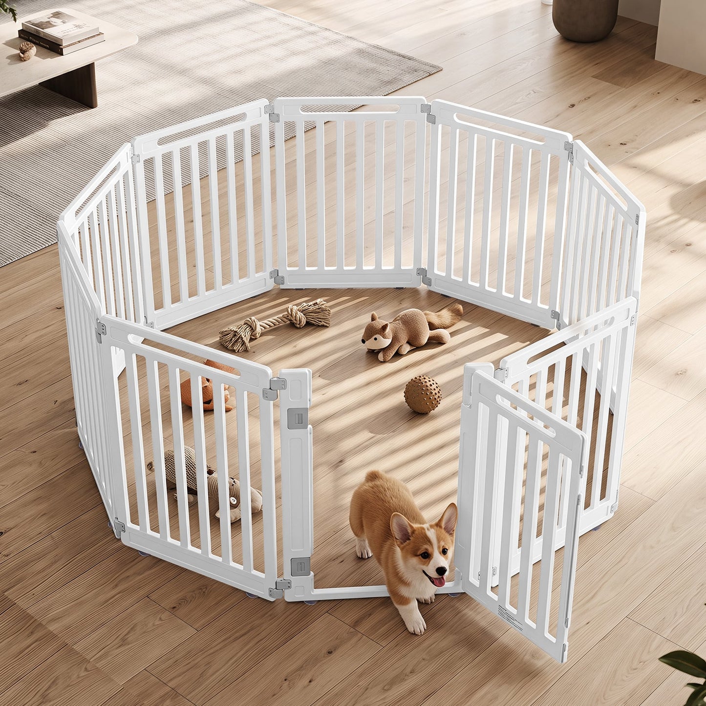 Plastic Pet Fence with Door Lock for Small Medium Dogs Puppy-10 Panels