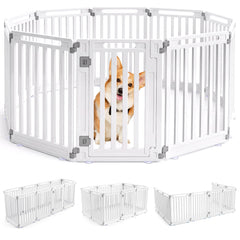 Plastic Pet Fence with Door Lock for Small Medium Dogs Puppy-10 Panels