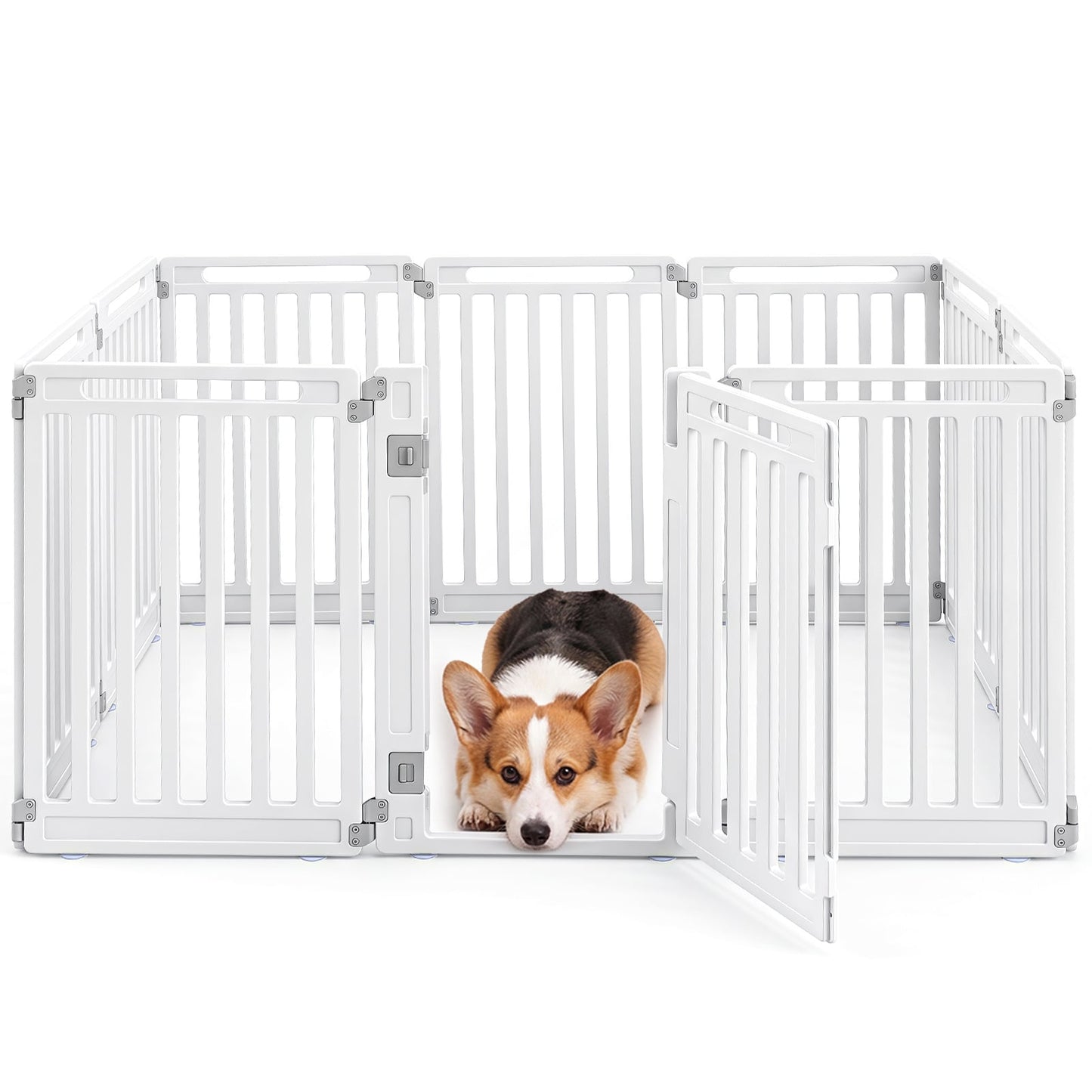 Plastic Pet Fence with Door Lock for Small Medium Dogs Puppy-10 Panels