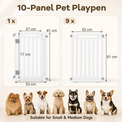 Plastic Pet Fence with Door Lock for Small Medium Dogs Puppy-10 Panels