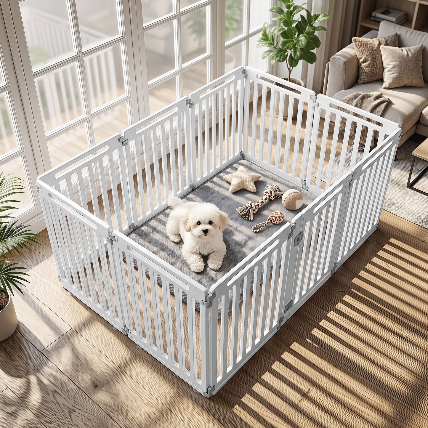 Plastic Pet Fence with Door Lock for Small Medium Dogs Puppy-10 Panels