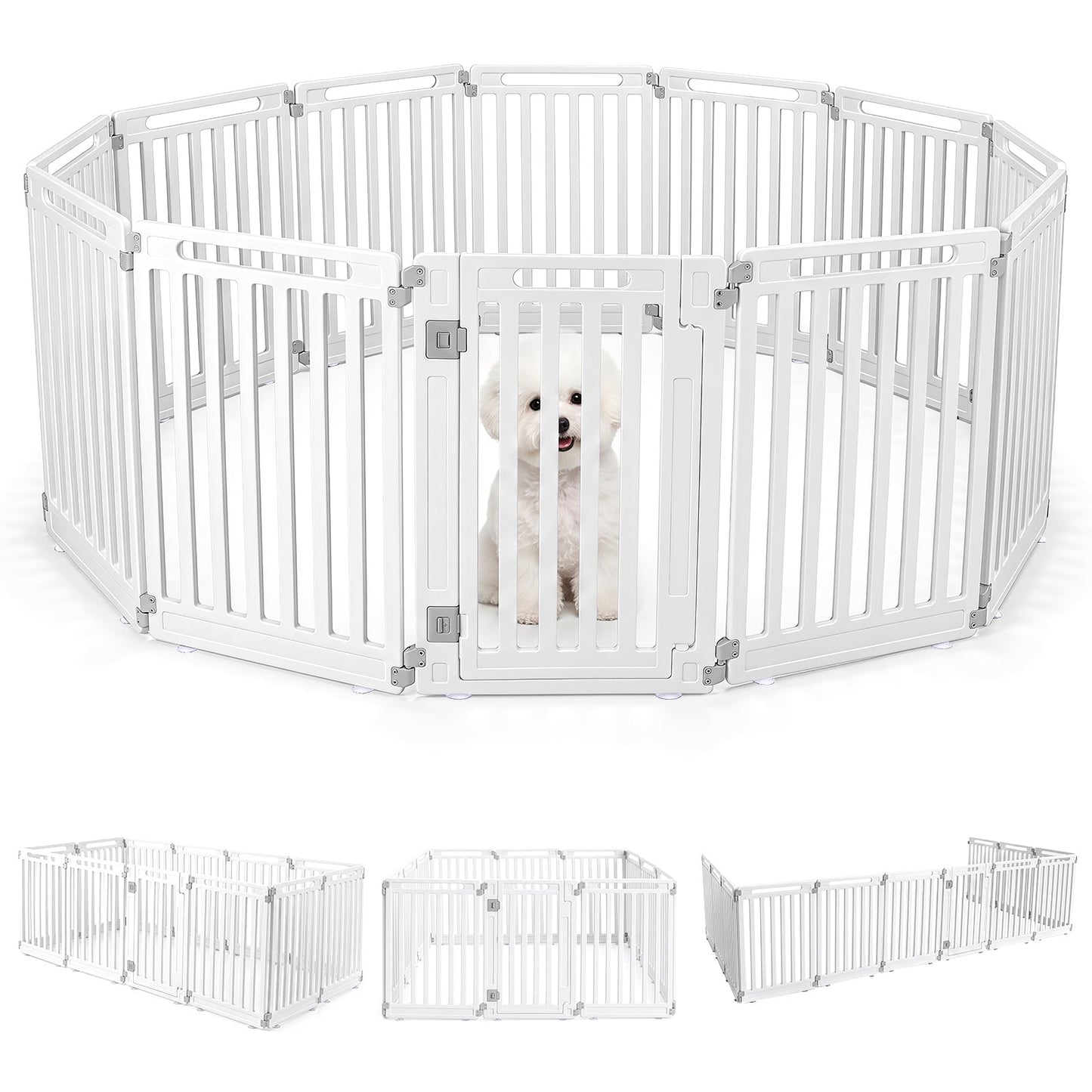 Plastic Pet Fence with Door Lock for Small Medium Dogs Puppy-12 Panels