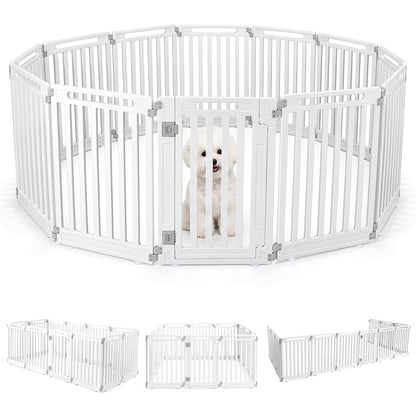 Plastic Pet Fence with Door Lock for Small Medium Dogs Puppy-12 Panels