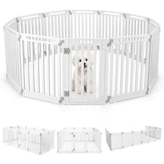 Plastic Pet Fence with Door Lock for Small Medium Dogs Puppy-12 Panels