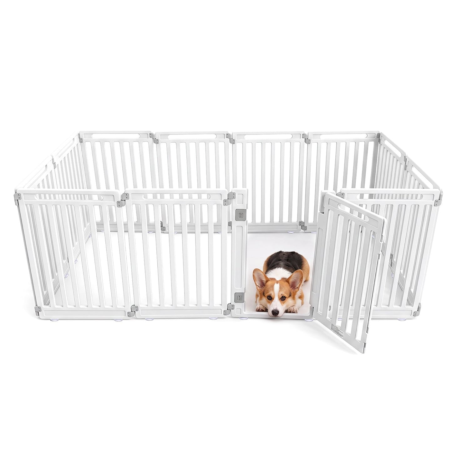 Plastic Pet Fence with Door Lock for Small Medium Dogs Puppy-12 Panels