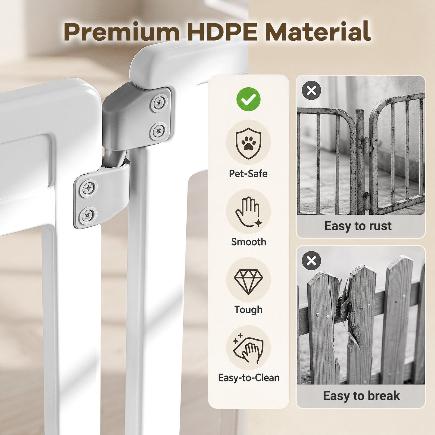 Plastic Pet Fence with Door Lock for Small Medium Dogs Puppy-12 Panels