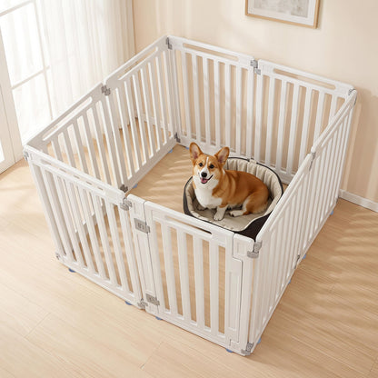 Plastic Pet Fence with Door Lock for Small Medium Dogs Puppy-8 Panels