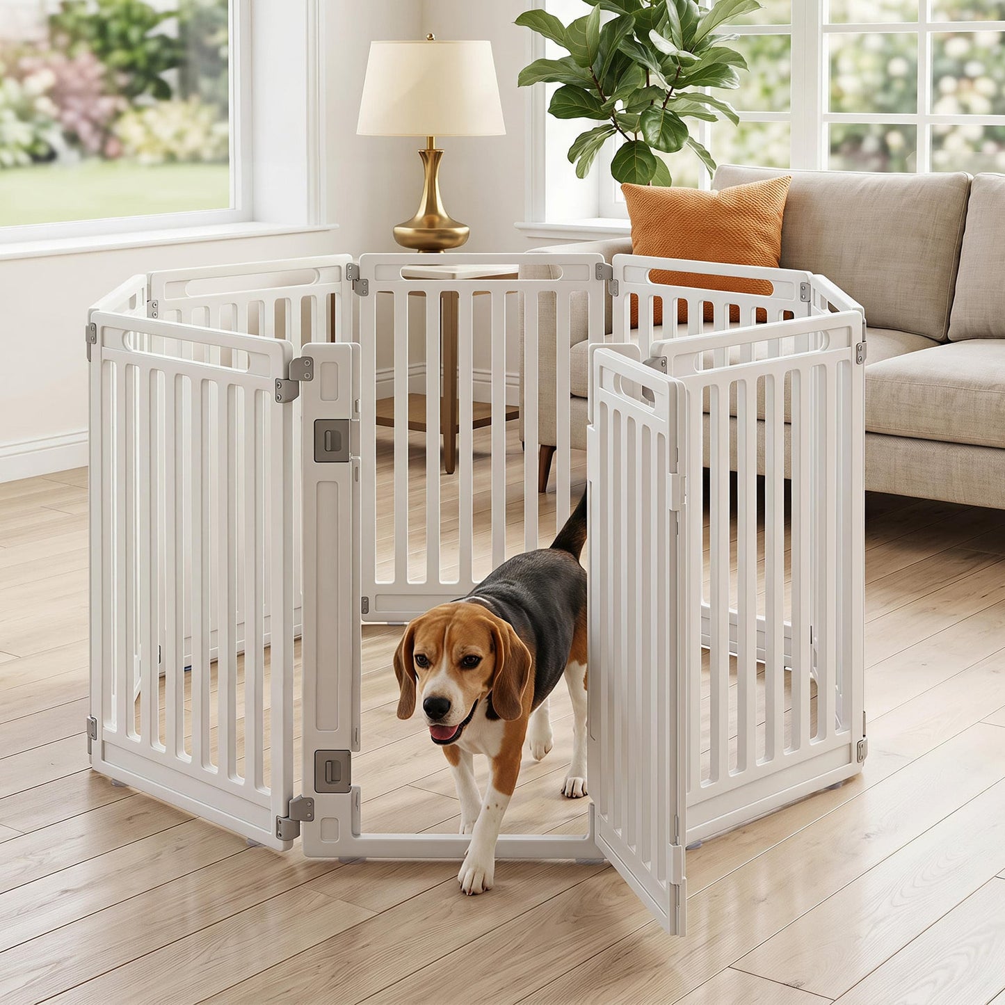 Plastic Pet Fence with Door Lock for Small Medium Dogs Puppy-8 Panels