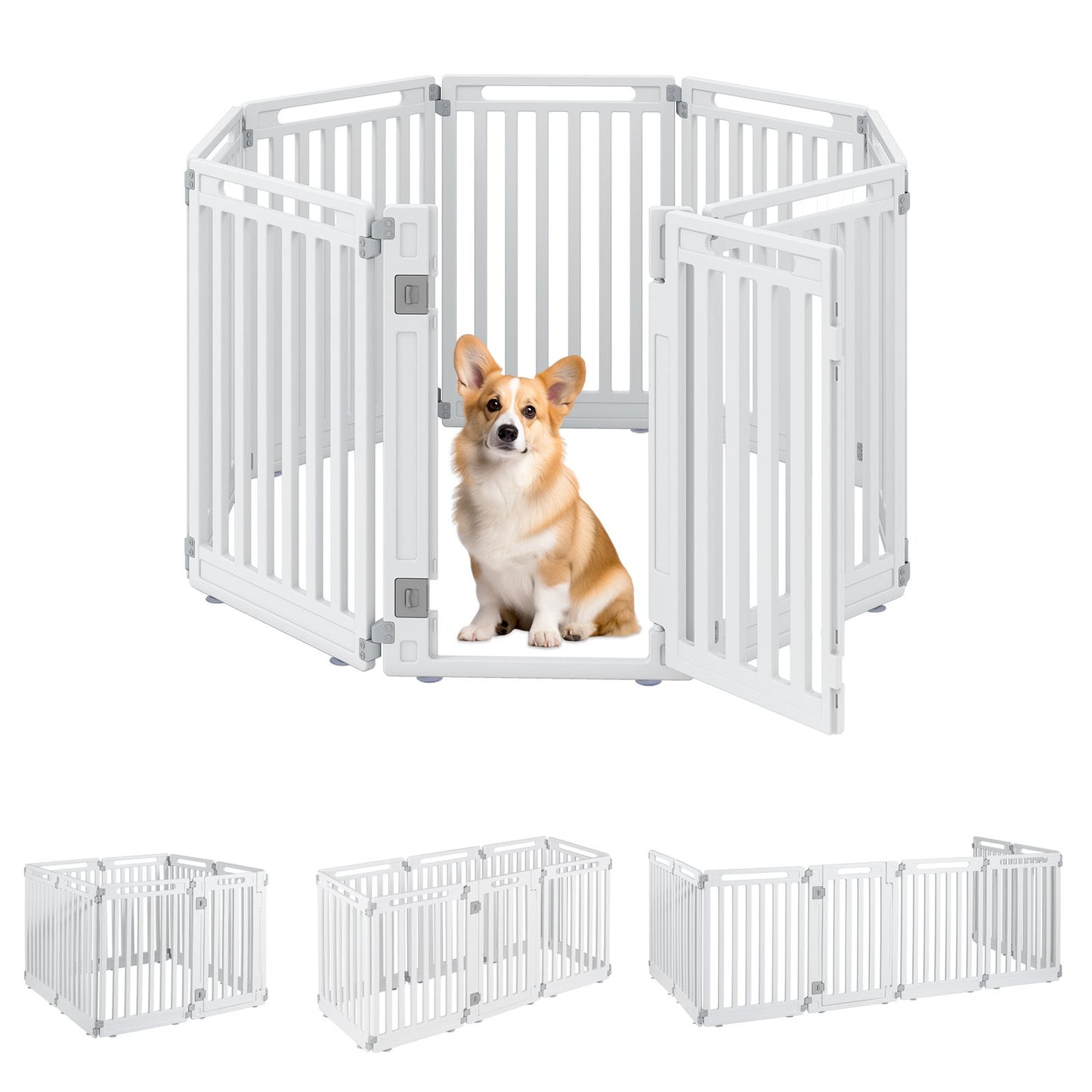 Plastic Pet Fence with Door Lock for Small Medium Dogs Puppy-8 Panels
