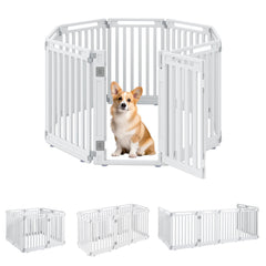 Plastic Pet Fence with Door Lock for Small Medium Dogs Puppy-8 Panels