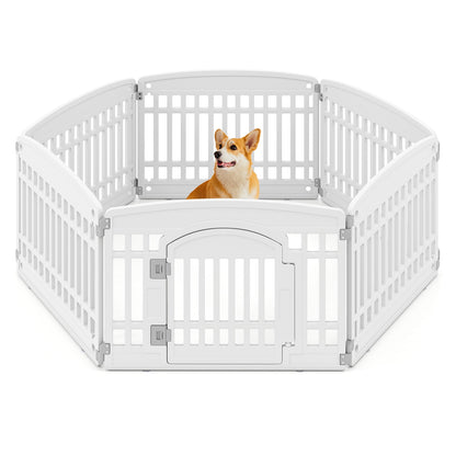 6-Panel 60cm Plastic Dog Playpen for Medium and Small Dogs-White