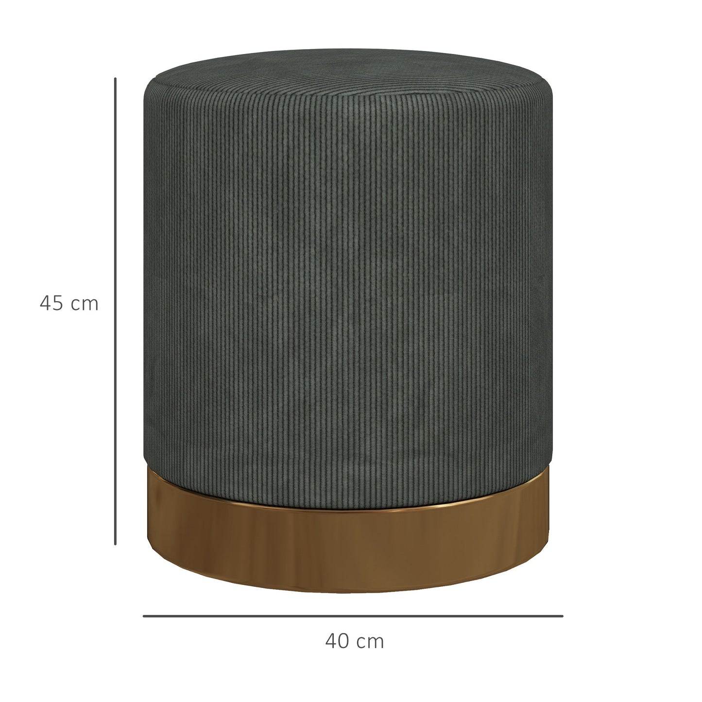 HOMCOM Soft Padded Corduroy Footstool - Dark Green